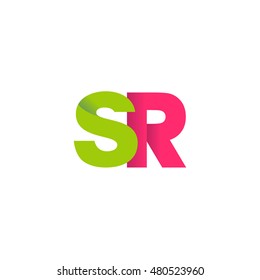 Initial letters SR overlapping fold logo green magenta