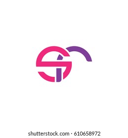 Initial letters sr, round overlapping chain shape lowercase logo modern design pink purple