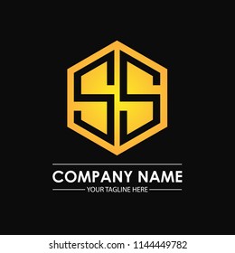 Initial letters SS hexagon shape logo design black gold