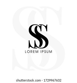 Initial letters ss linked monogram logo vector. Business logo monogram with two overlap letters inside circle isolated on white background.