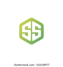 Initial letters SS rounded hexagon shape green simple modern logo