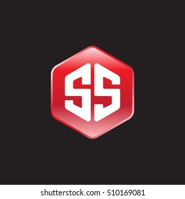 Initial letters SS rounded hexagon shape red modern logo