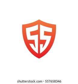 Initial letters SS shield shape red simple logo