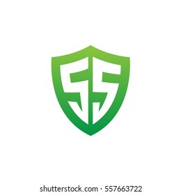 Initial letters SS shield shape green simple logo