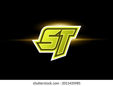 Initial letters ST esport style fit for gaming, twitch, youtube. Vector monogram logo template