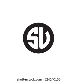 Initial letters SU circle shape monogram black simple logo