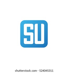 Initial letters SU rounded square shape blue simple logo