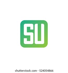 Initial letters SU rounded square shape green simple logo