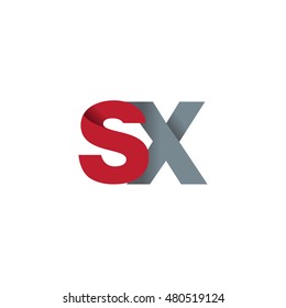 Initial letters SX overlapping fold logo red gray
