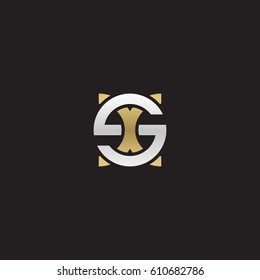 Initial letters sx, round overlapping chain shape lowercase logo modern design silver gold