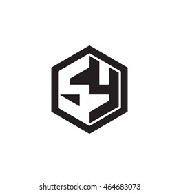 Initial letters SY negative space hexagon shape monogram logo