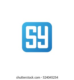 Initial letters SY rounded square shape blue simple logo