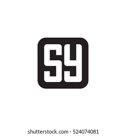 Initial letters SY rounded square shape monogram black simple logo