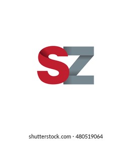 Initial letters SZ overlapping fold logo red gray