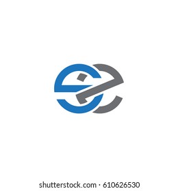 Initial letters sz, round overlapping chain shape lowercase logo modern design blue gray