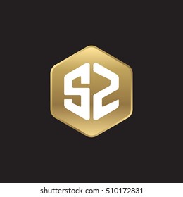 Initial letters SZ rounded hexagon shape gold modern logo