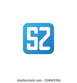 Initial letters SZ rounded square shape blue simple logo