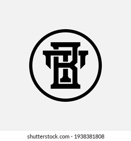 Letras iniciales T, B, TB o BT superpuestas, enclavamiento, logotipo de monograma, color negro sobre fondo blanco
