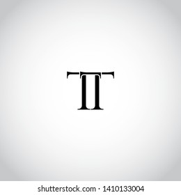 Initial letters T TT linked monogram logo vector. Business logo monogram with two overlap letters inside circle isolated on white background.