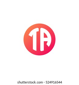 Initial letters TA circle shape red orange simple logo