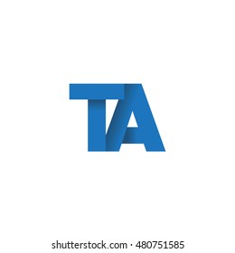 Initial letters TA overlapping fold logo blue