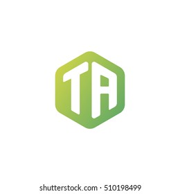Initial letters TA rounded hexagon shape green simple modern logo