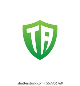 Initial Letters TA Shield Shape Green Simple Logo