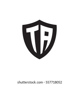 Initial Letters TA Shield Shape Black Monogram Logo