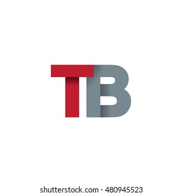 Initial letters TB overlapping fold logo red gray