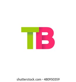 Initial letters TB overlapping fold logo green magenta