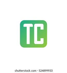 Initial letters TC rounded square shape green simple logo