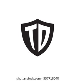 Initial letters TD, TO, shield shape black monogram logo