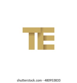 Initial letters TE overlapping fold logo brown gold