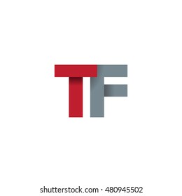 Initial letters TF overlapping fold logo red gray
