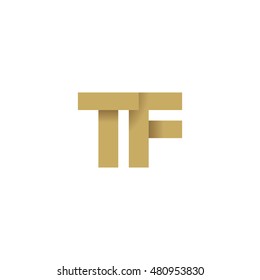 Initial letters TF overlapping fold logo brown gold