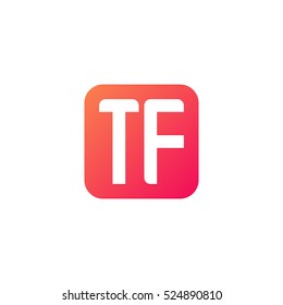 Initial letters TF rounded square shape red orange simple logo