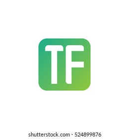 Initial letters TF rounded square shape green simple logo