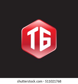 Initial letters TG rounded hexagon shape red modern logo