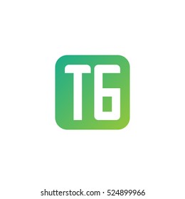 Initial letters TG rounded square shape green simple logo