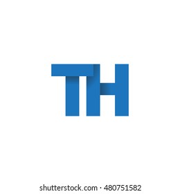 Initial letters TH overlapping fold logo blue
