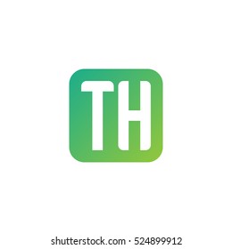 Initial letters TH rounded square shape green simple logo
