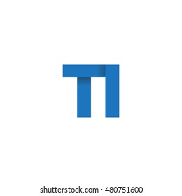 Initial letters TI overlapping fold logo blue