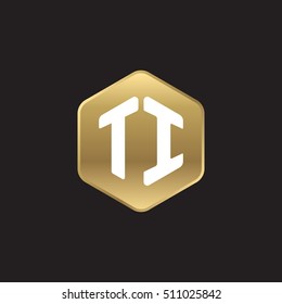 Initial letters TI rounded hexagon shape gold modern logo