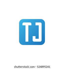Initial letters TJ rounded square shape blue simple logo