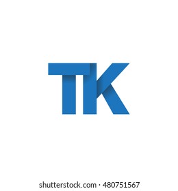 Initial letters TK overlapping fold logo blue