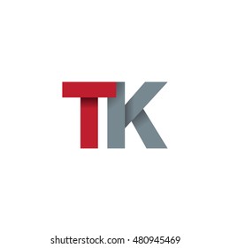 Initial letters TK overlapping fold logo red gray