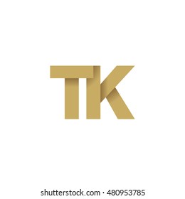 Initial letters TK overlapping fold logo brown gold