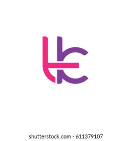 Initial letters tk, round overlapping chain shape lowercase logo modern design pink purple