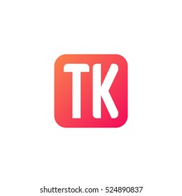 Initial letters TK rounded square shape red orange simple logo