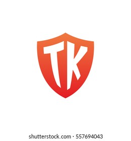 Initial letters TK shield shape red simple logo